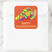 Sticker Carré Bon thanksgiving avec Cornucopia (Sac)