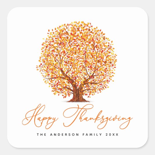 Sticker Carré bon thanksgiving d'arbres d'automne (Devant)