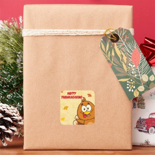 Sticker Carré Bon thanksgiving drôle