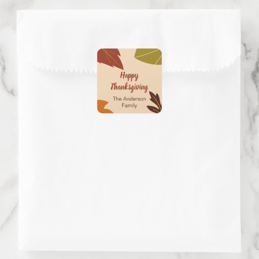 Sticker Carré Bon thanksgiving Fall Leaves et votre nom (Sac)