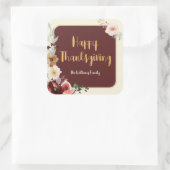 Sticker Carré Bon thanksgiving Fleurs et Figues d'automne (Sac)