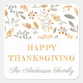Sticker Carré Bon thanksgiving Floral d'automne et Berries (Devant)
