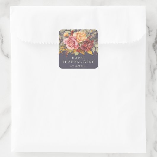 Sticker Carré Bon thanksgiving frontalier floral (Sac)