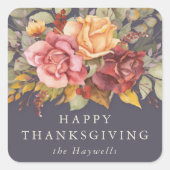 Sticker Carré Bon thanksgiving frontalier floral (Devant)