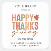 Sticker Carré Bon thanksgiving | Marque de bougies (Devant)