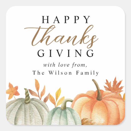 Sticker Carré Bon thanksgiving moderne Chute Foliing (Devant)