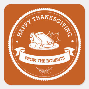 Sticker Carré Bon thanksgiving moderne Orange