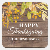 Sticker Carré Bon thanksgiving rustique (Devant)
