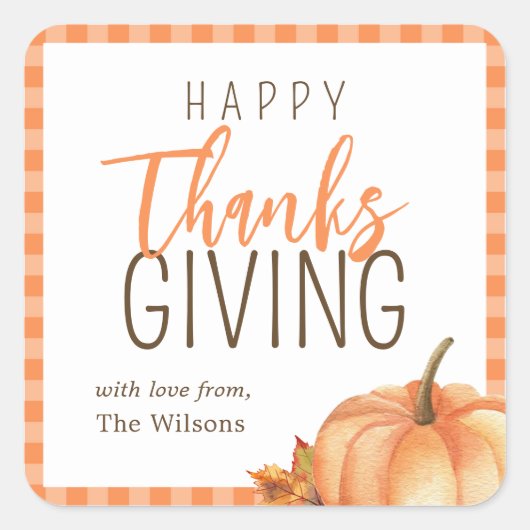 Sticker Carré Bon thanksgiving simple | Feuillage d'automne (Devant)