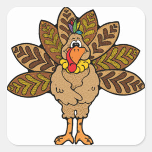 Sticker Carré Bon thanksgiving, Turquie Brown
