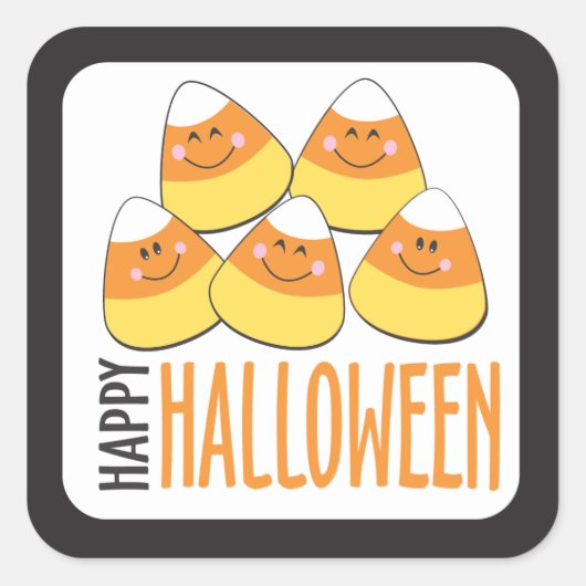 Sticker Carré Bonbon Corn Halloween heureux (Devant)