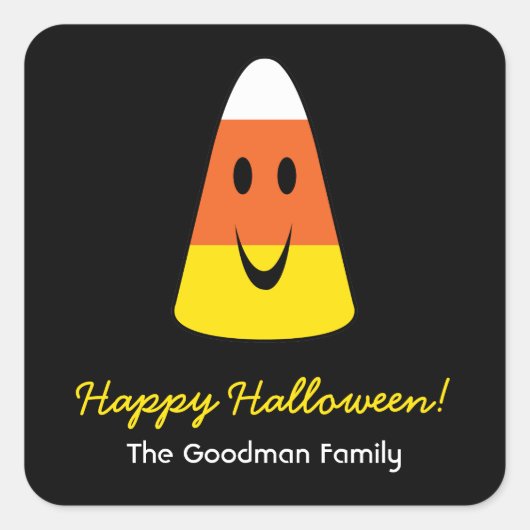 Sticker Carré Bonbon souriant maïs amusant mignon Halloween préf (Devant)
