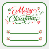 Sticker Carré Bonbons à la menthe de Noël (Devant)