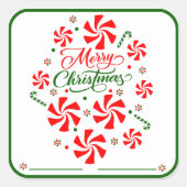 Sticker Carré Bonbons à la menthe de Noël (Devant)