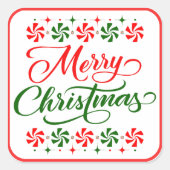 Sticker Carré Bonbons à la menthe de Noël (Devant)