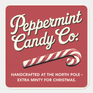 Sticker Carré Bonbons de Noël à la menthe poivrée