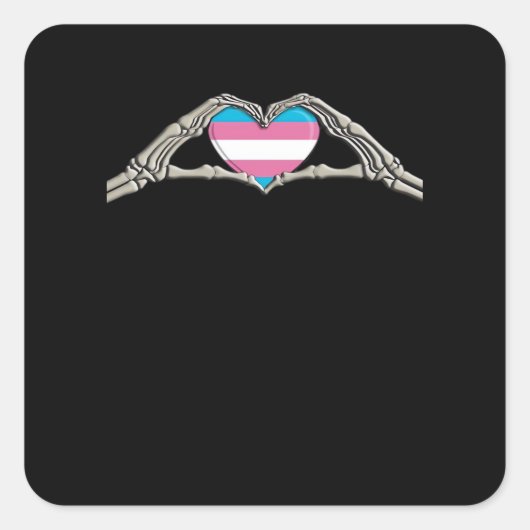 Sticker Carré Bone Hands Coeur Transgenre Goth (Devant)