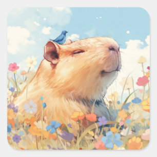 Sticker Carré Bonheur Béat du Capybara