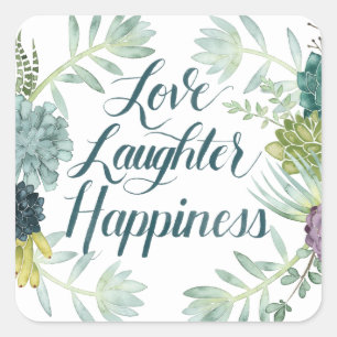 Sticker Carré Bonheur de rire d'amour du bonheur   de plante