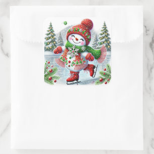 Sticker Carré Bonhomme de neige