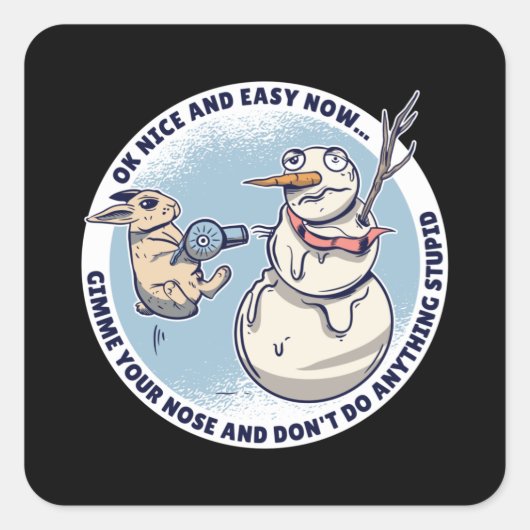 Sticker Carré bonhomme de neige (Devant)