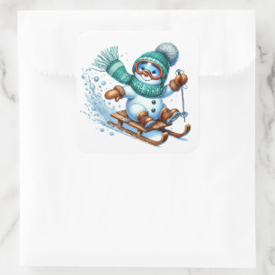 Sticker Carré Bonhomme de neige