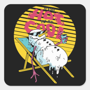 Sticker Carré Bonhomme de neige en train de fondre Tellement cha