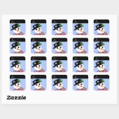 Sticker Carré Bonhomme de neige festif (Feuille)