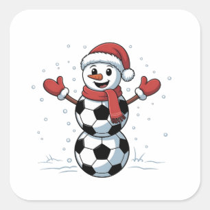 Sticker Carré Bonhomme de neige Football Noël Père Noël Baseball