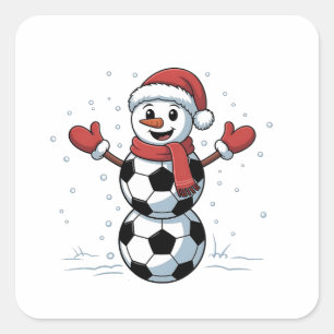 Sticker Carré Bonhomme de neige Football Noël Père Noël Baseball