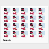 Sticker Carré Bonhomme de neige jovial (Feuille)