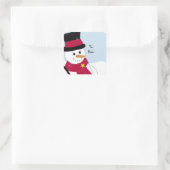 Sticker Carré Bonhomme de neige jovial (Sac)