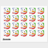 Sticker Carré Bonhomme de neige jovial (Feuille)