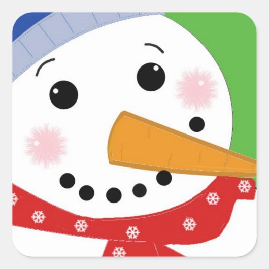 Sticker Carré Bonhomme de neige jovial (Devant)