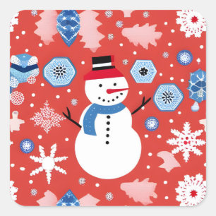 Sticker Carré Bonhomme de neige qui se détend