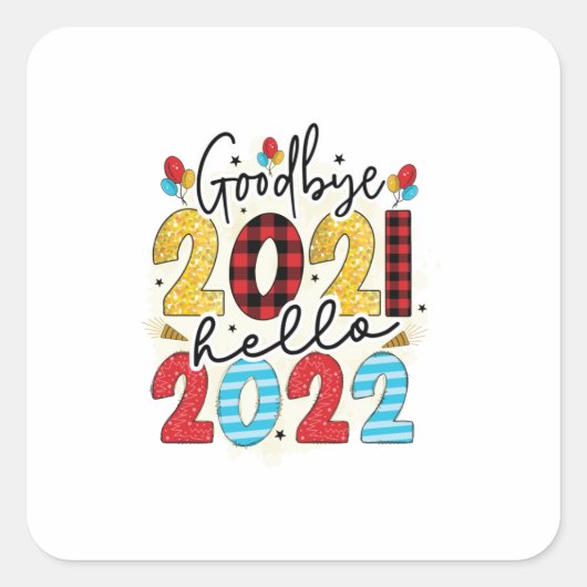 Sticker Carré Bonjour 2022 Good Bye 2021 (Devant)