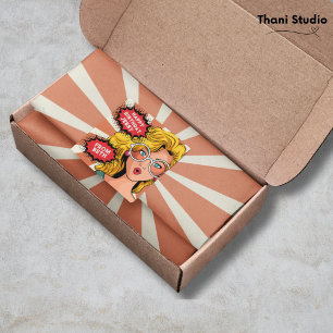 Sticker Carré Bonjour 30s Femme Vintage Retro 90s Fun Anniversai