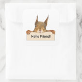 Sticker Carré Bonjour ami Funny Squirrel (Sac)