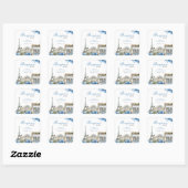 Sticker Carré Bonjour Bebe French Blue Baby Shower (Feuille)