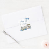 Sticker Carré Bonjour Bebe French Blue Baby Shower (Enveloppe)