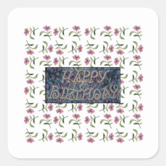 STICKER CARRÉ BONJOUR D'ANNIVERSAIRE FLEURS MAGNET