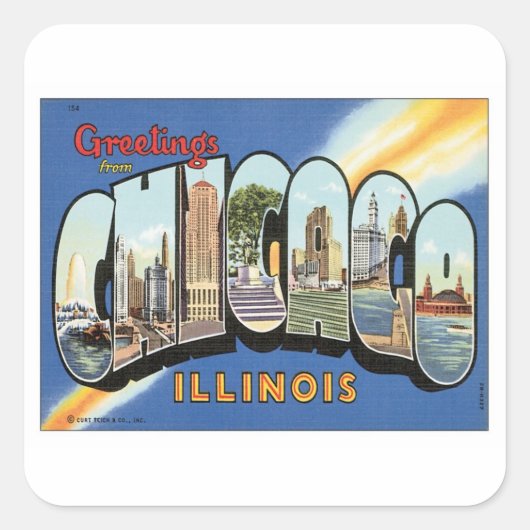 Sticker Carré Bonjour De Chicago Illinois (Devant)
