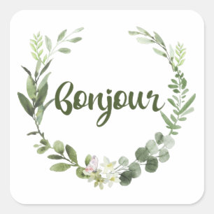 Sticker Carré Bonjour Français