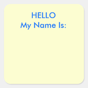 Sticker Carré BONJOUR Mon Nom Est :