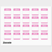 Sticker Carré Bonjour Mon nom est rose et blanc Nom Balise Stick (Feuille)