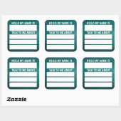 Sticker Carré Bonjour Nom Balise Parlez-moi À propos (Feuille)