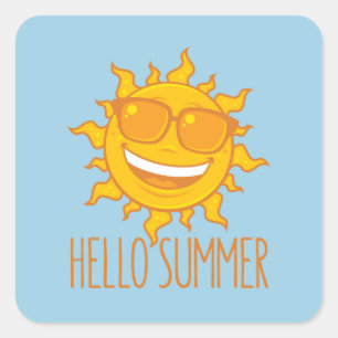 Sticker Carré Bonjour Summer Sun Avec Lunettes de soleil