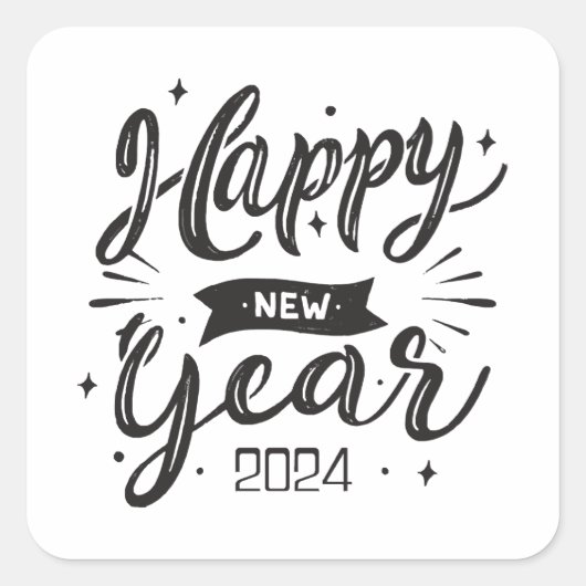 Sticker Carré Bonne année 2024 (Devant)