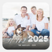 Sticker Carré Bonne année 2025 Bold And Brush Nouvel An Photo Fê (Devant)