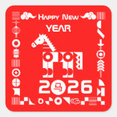 Sticker Carré Bonne année 2026 (Devant)